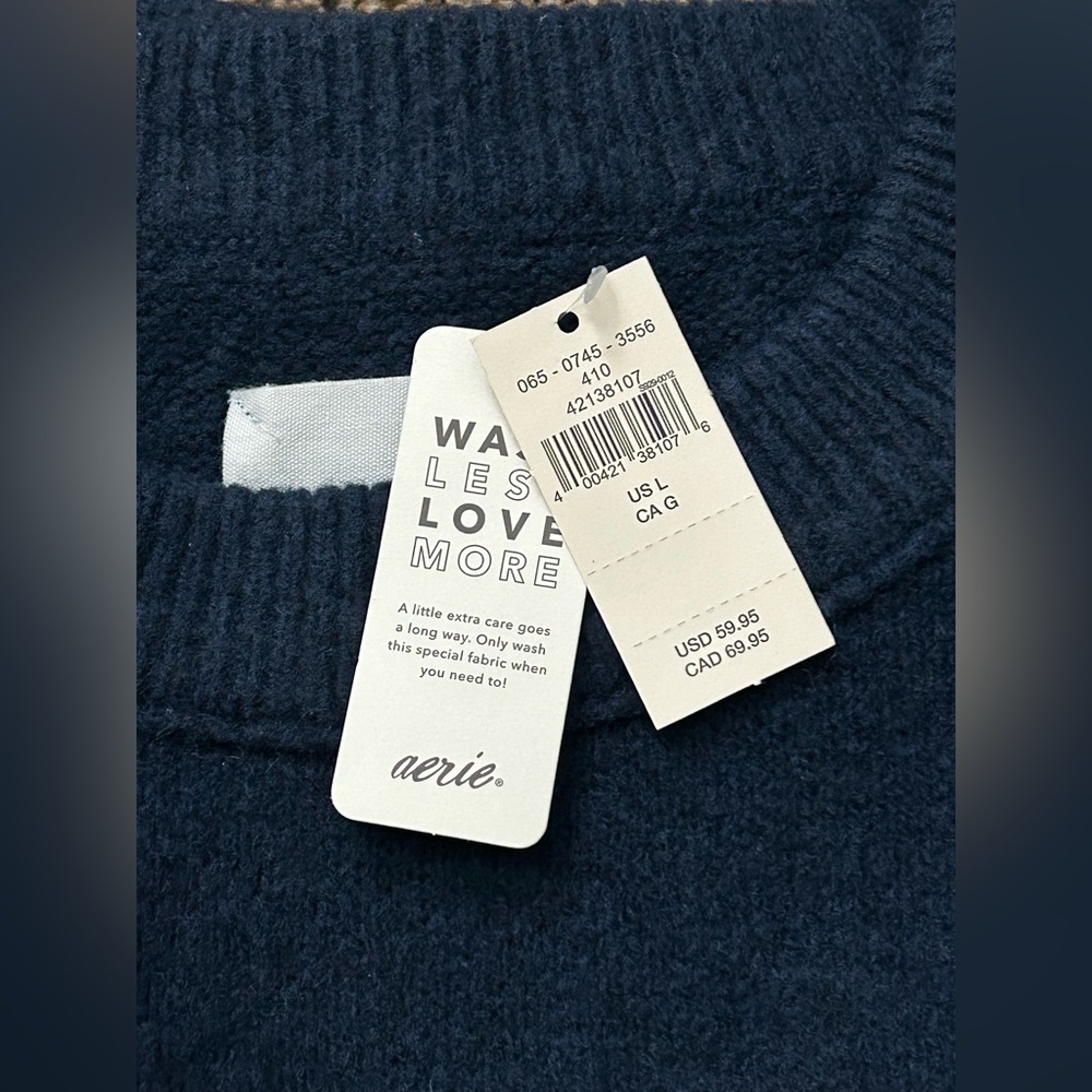 aerie Real Good Oversize Long Sleeve Cozy Pullover Crew Sweater Large NWT - Picture 4 of 6